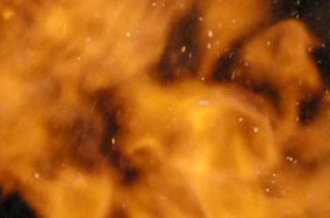 Flame from ignition of dust cloud